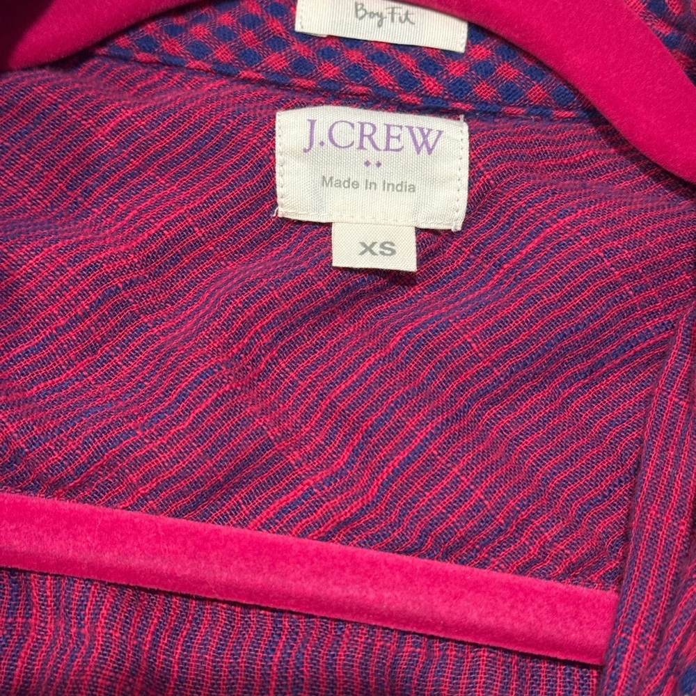 Like 🆕 J. Crew 2-5 Vibrant Pink and Blue button down - Picture 2 of 5